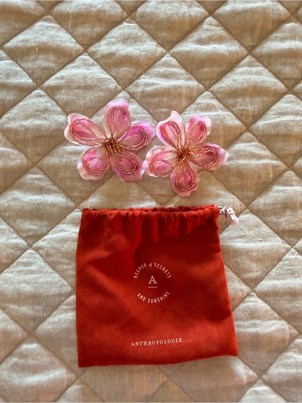 Anthropologie Pink Floral Earrings